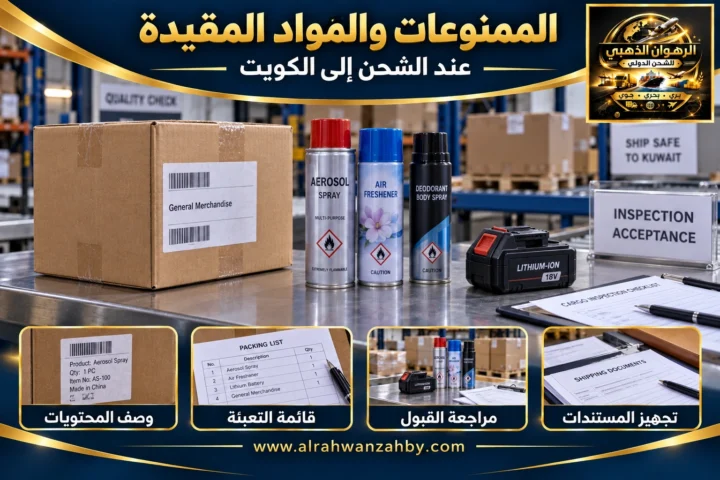 الممنوعات والمواد المقيدة عند الشحن إلى الكويت
