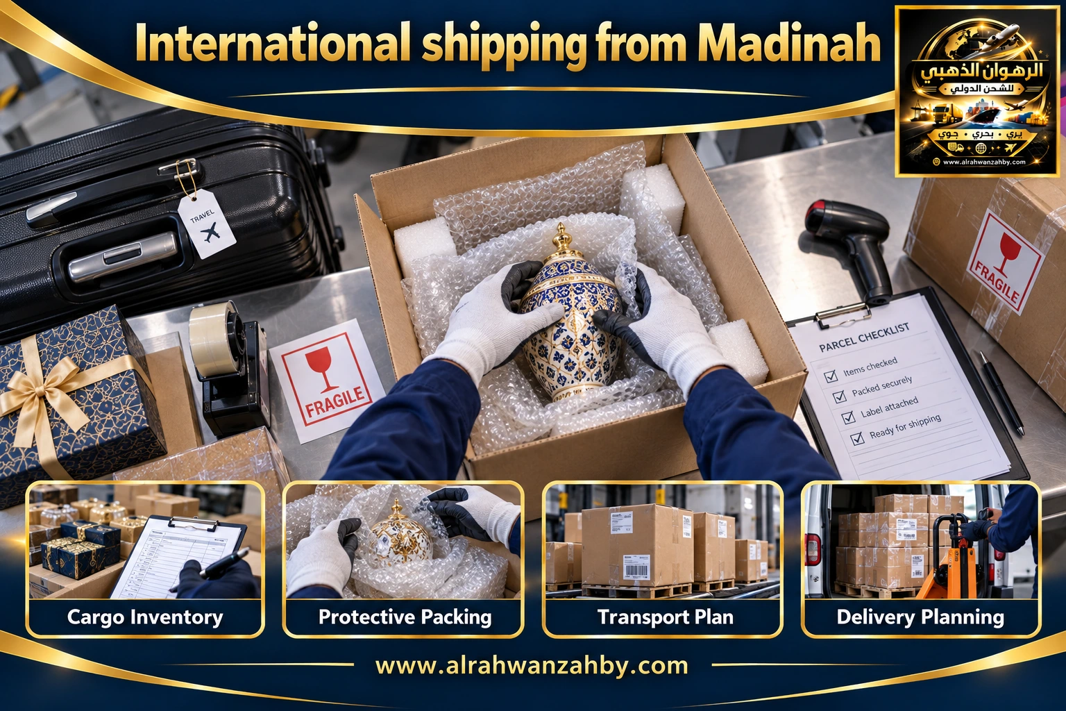 International shipping from Madinah — preparation and delivery