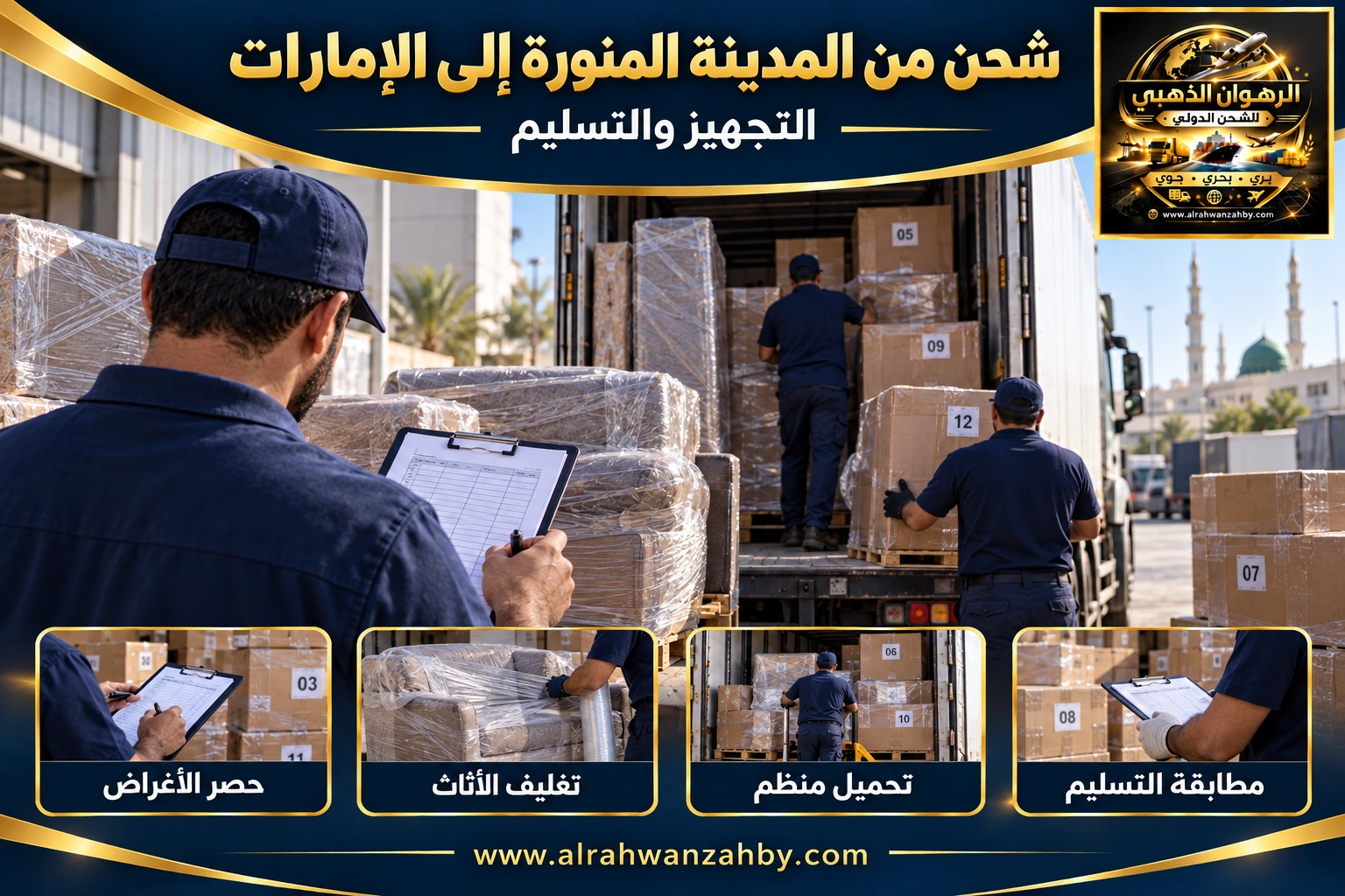 شحن من المدينة المنورة إلى الإمارات — التجهيز والتسليم
