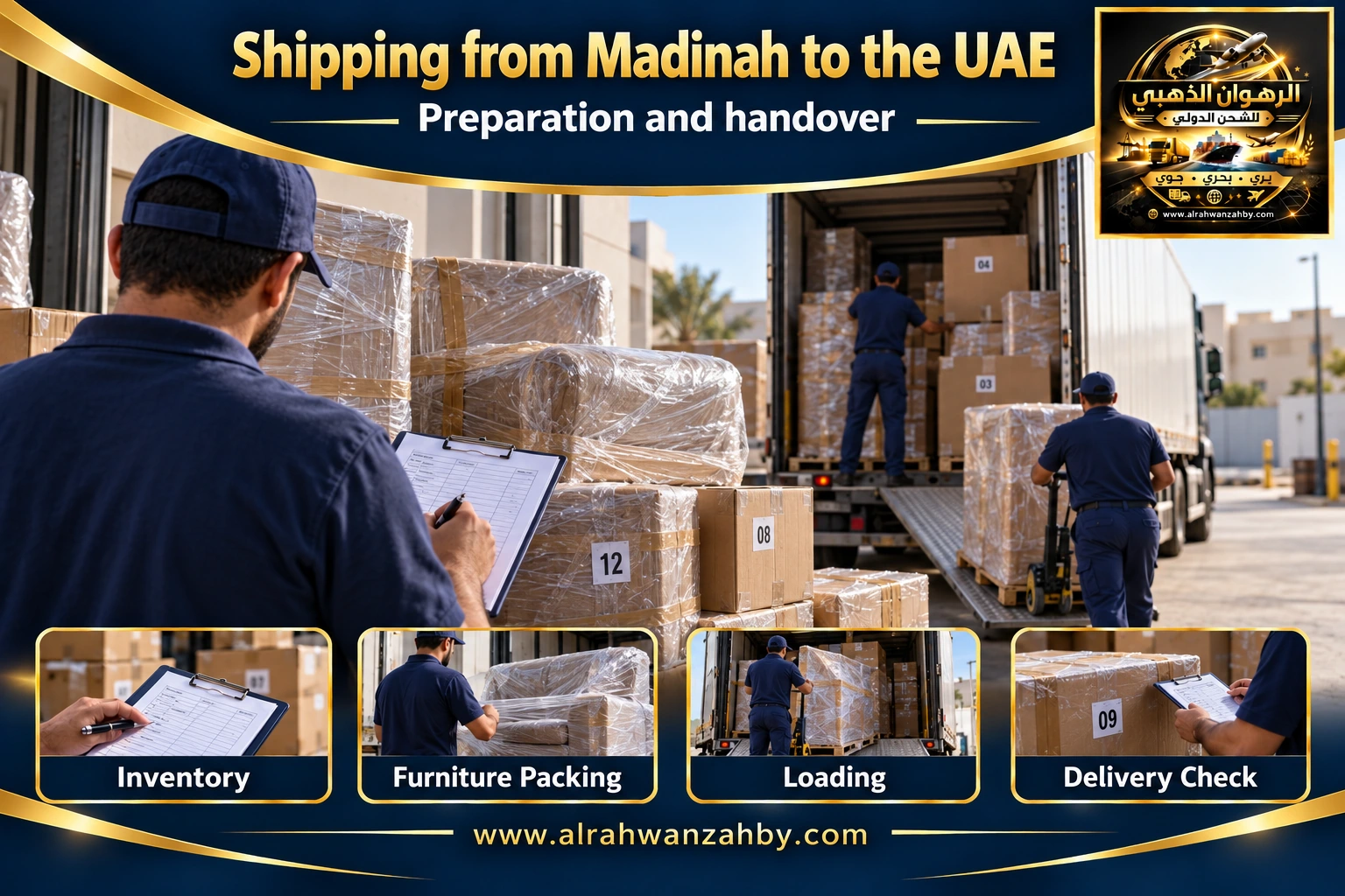 Shipping from Madinah to the UAE — preparation and handover