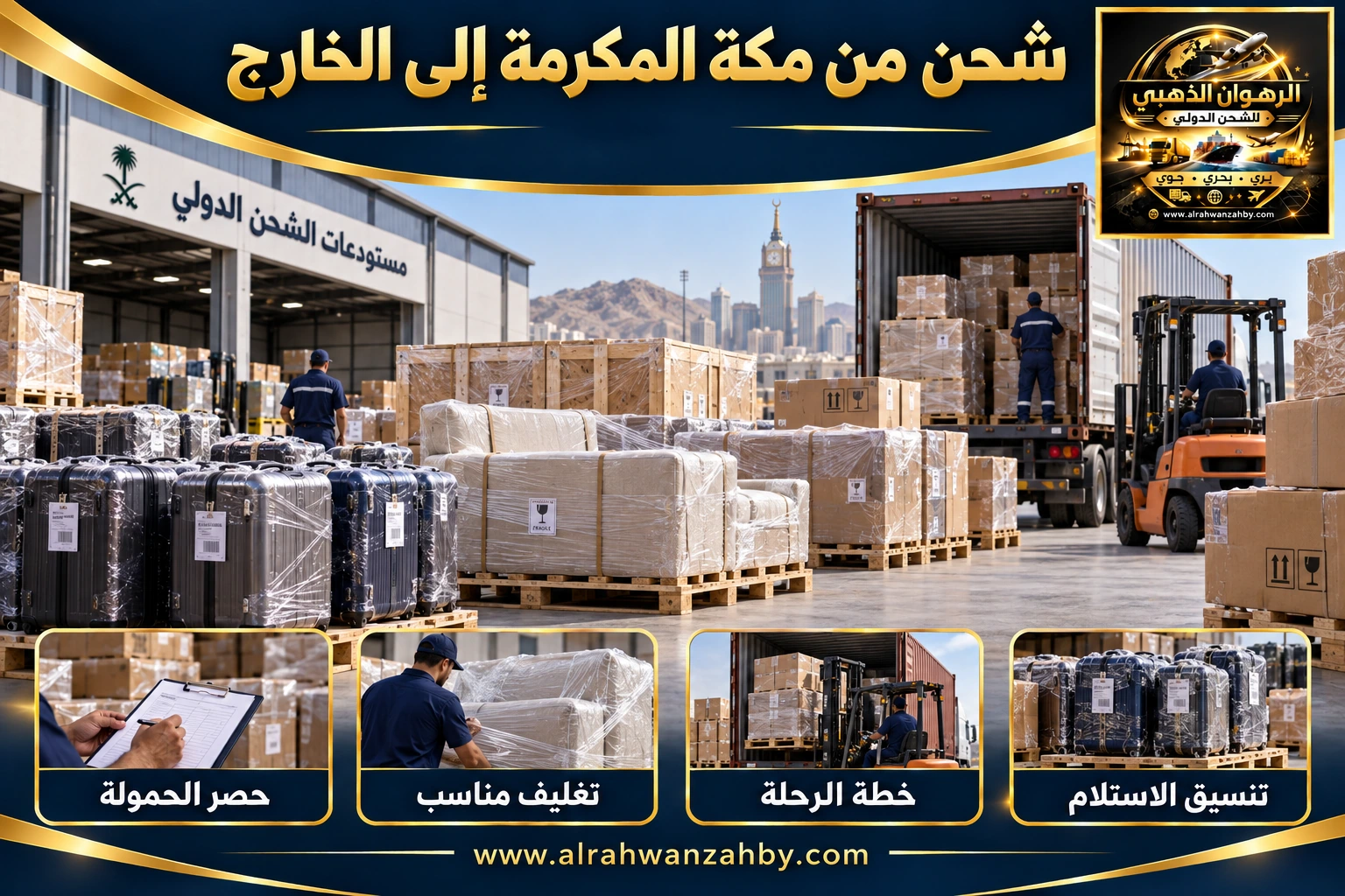 شحن من مكة المكرمة إلى الخارج — التجهيز والتسليم