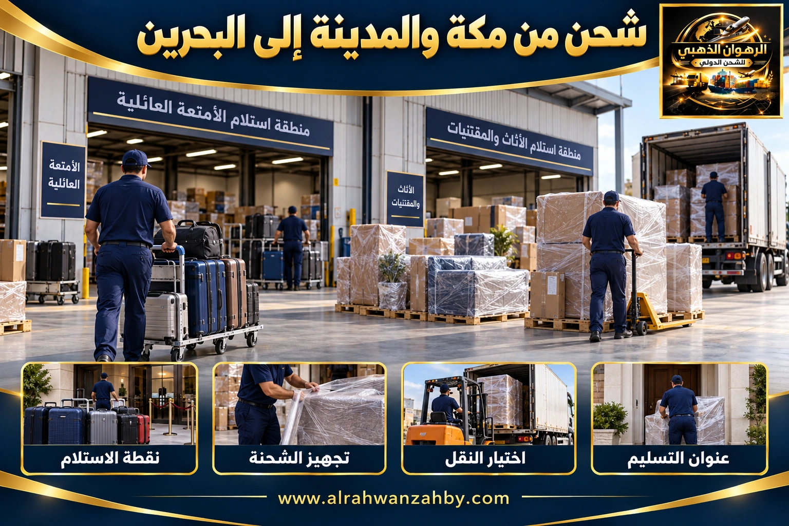 شحن من مكة والمدينة إلى البحرين