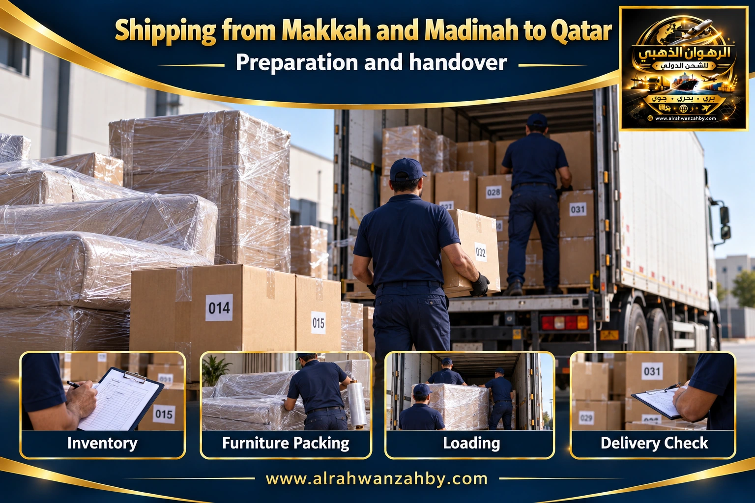 Shipping from Makkah and Madinah to Qatar — preparation and handover