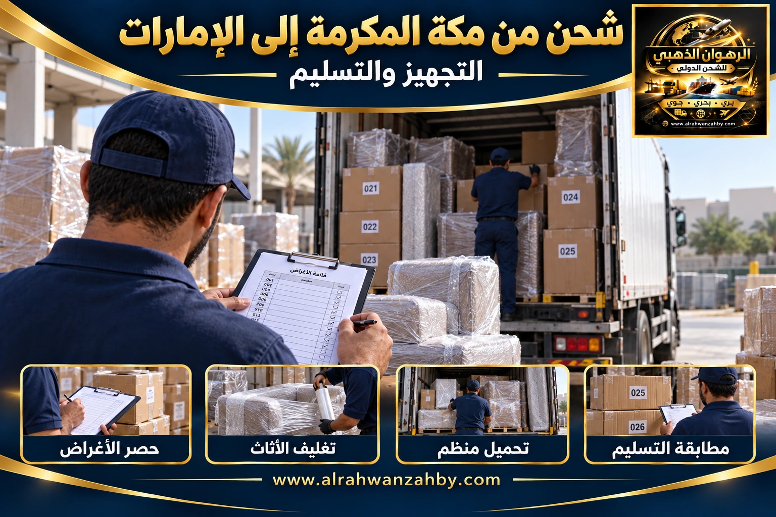 شحن من مكة المكرمة إلى الإمارات — التجهيز والتسليم