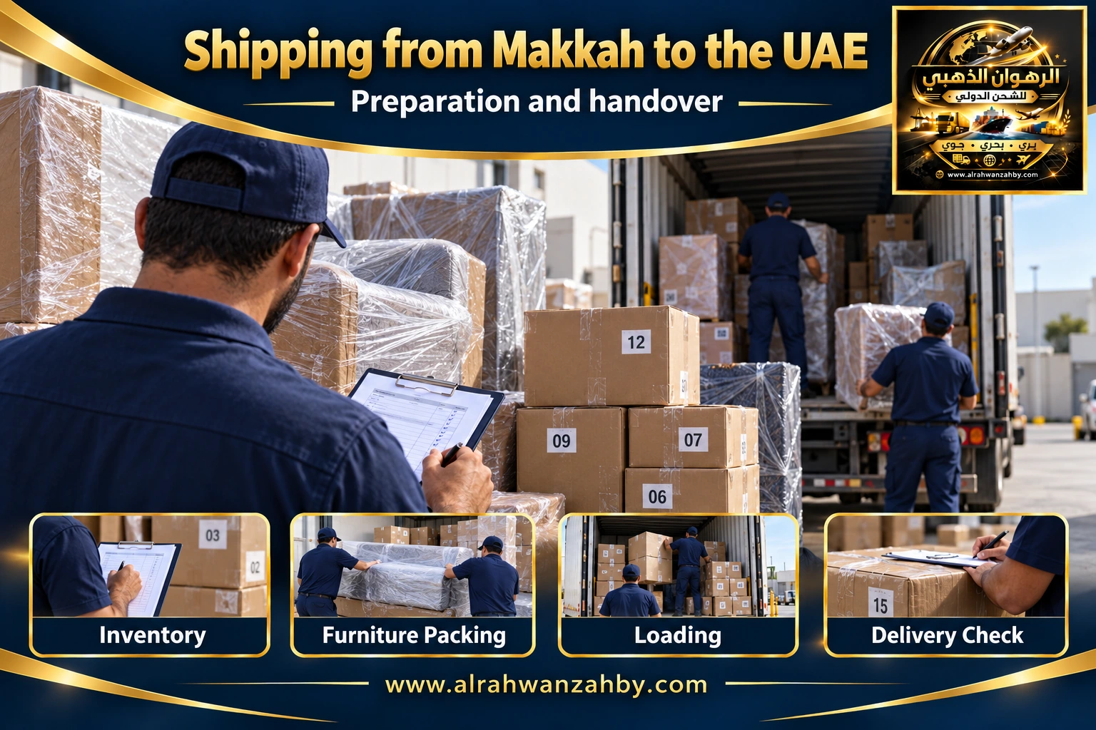 Shipping from Makkah to the UAE — preparation and handover