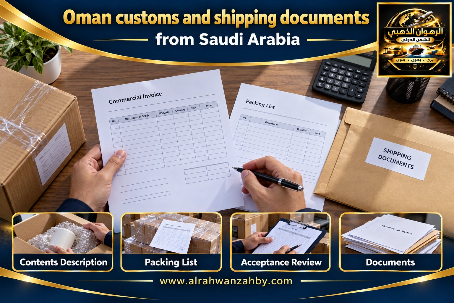 Oman customs and shipping documents from Saudi Arabia
