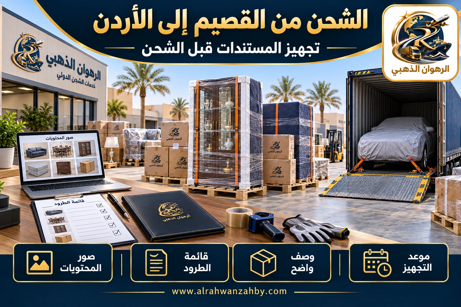 الشحن من القصيم إلى الأردن — تجهيز المستندات قبل الشحن