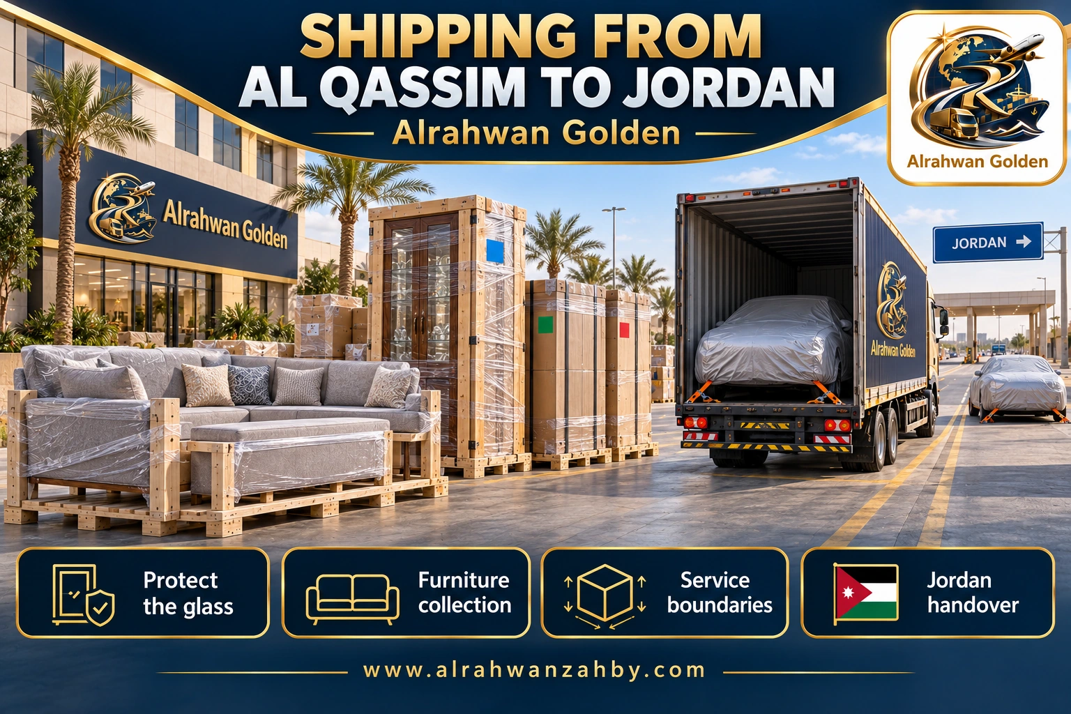 SHIPPING FROM AL QASSIM TO JORDAN — Alrahwan Golden