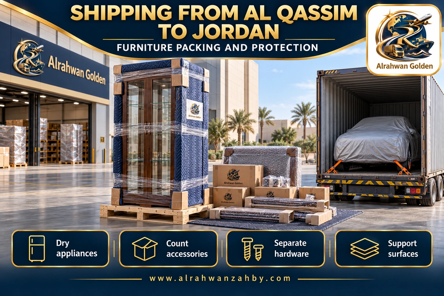 SHIPPING FROM AL QASSIM TO JORDAN — FURNITURE PACKING AND PROTECTION