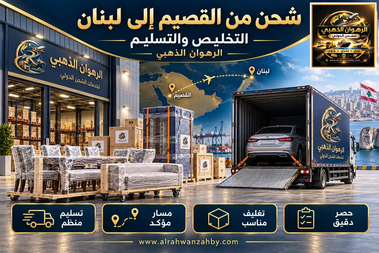 شحن من القصيم إلى لبنان — التخليص والتسليم