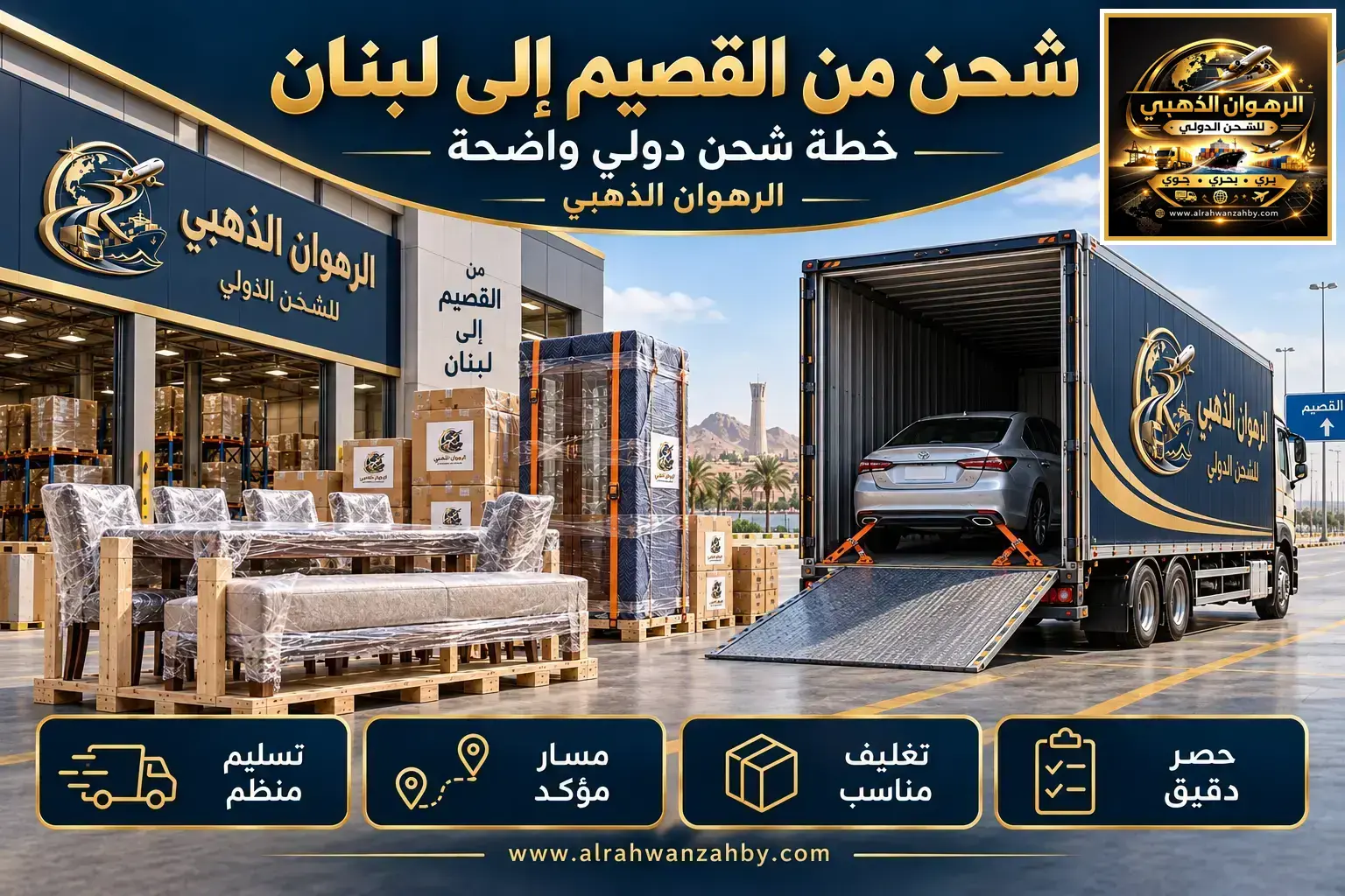 شحن من القصيم إلى لبنان — خطة شحن دولي واضحة