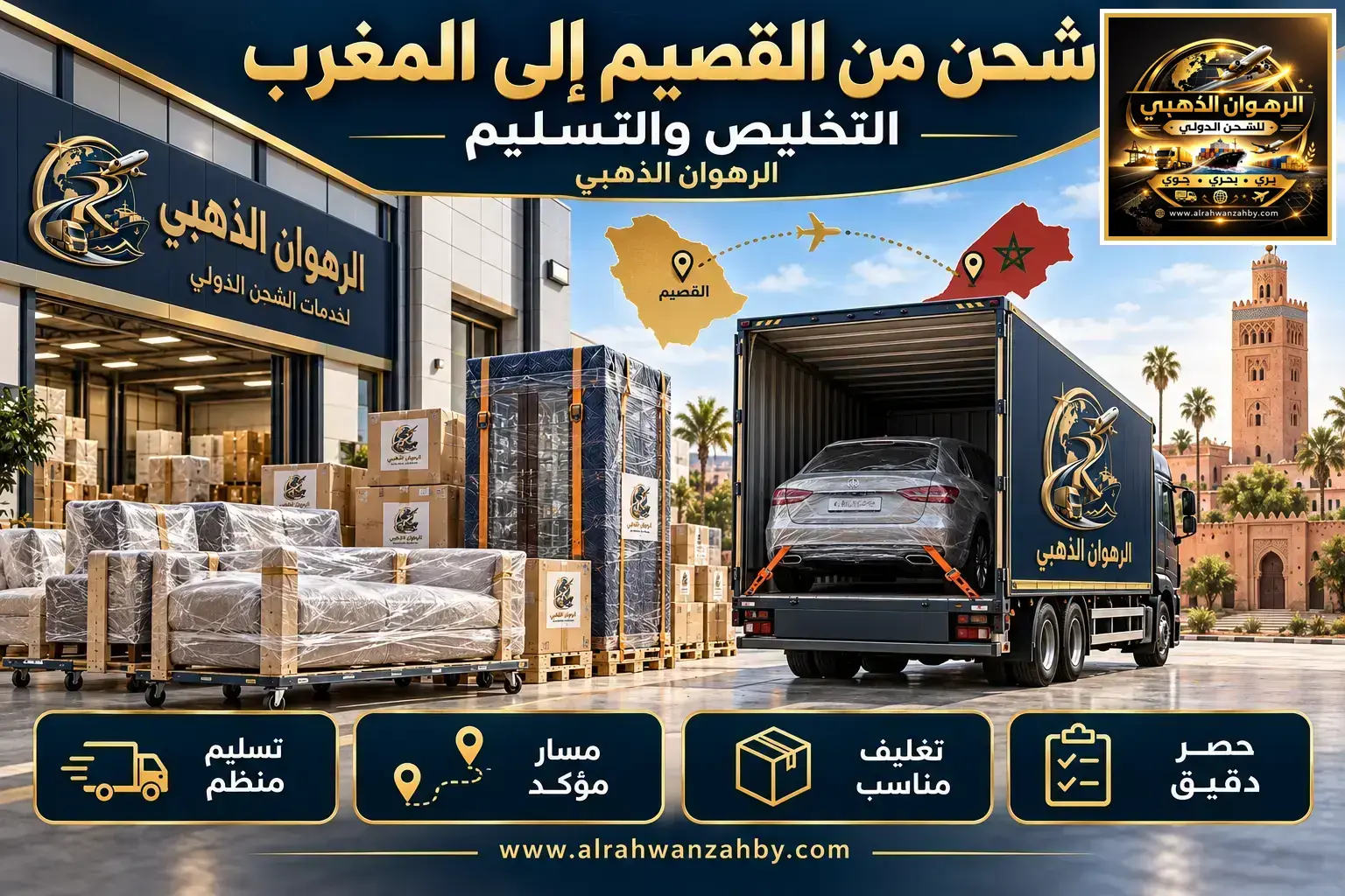 شحن من القصيم إلى المغرب — التخليص والتسليم