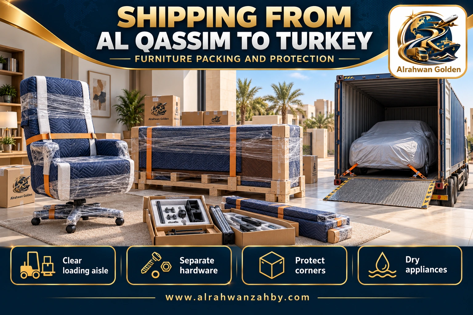 SHIPPING FROM AL QASSIM TO TURKEY — FURNITURE PACKING AND PROTECTION