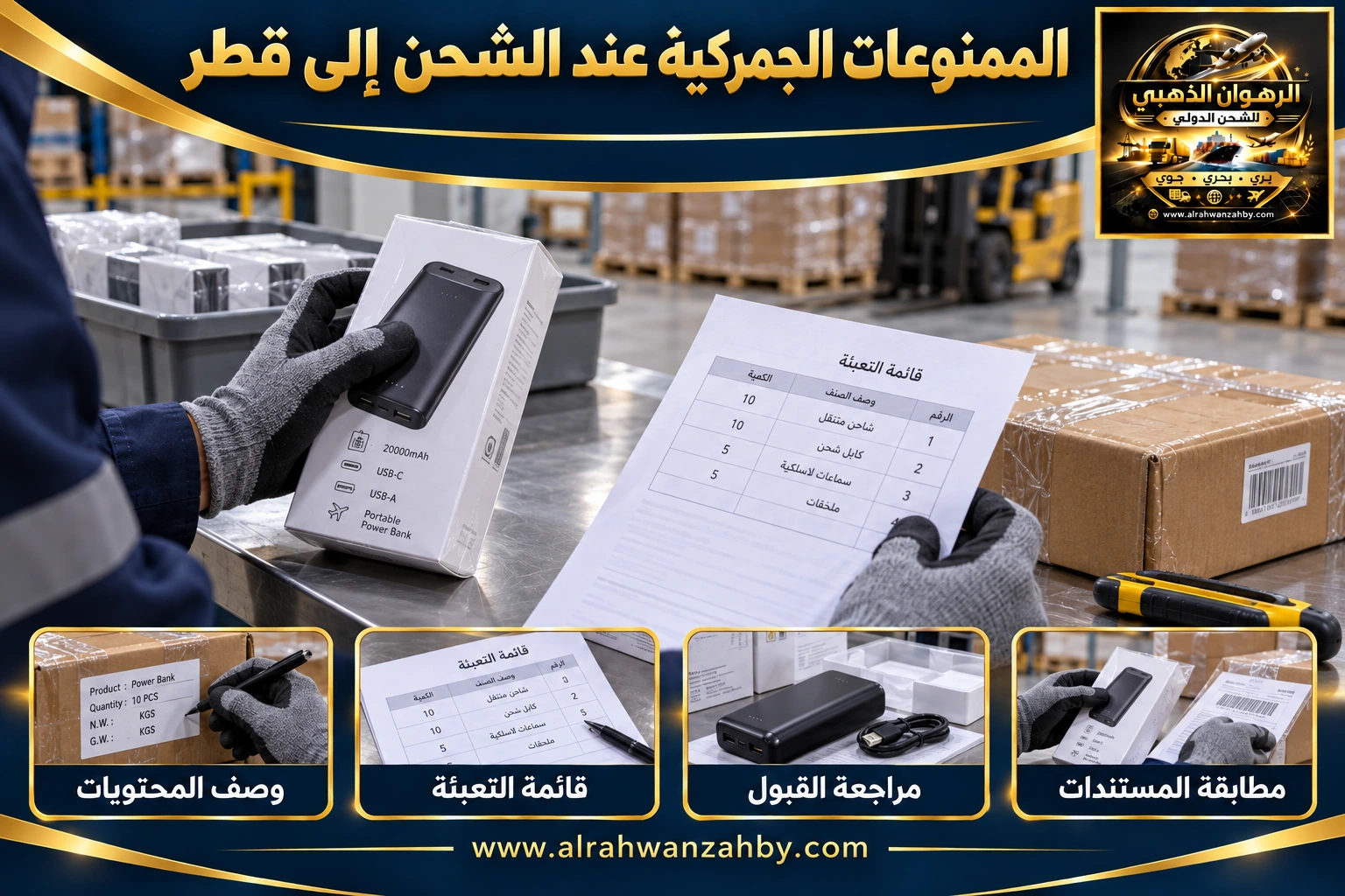 الممنوعات الجمركية عند الشحن إلى قطر — التجهيز والتسليم