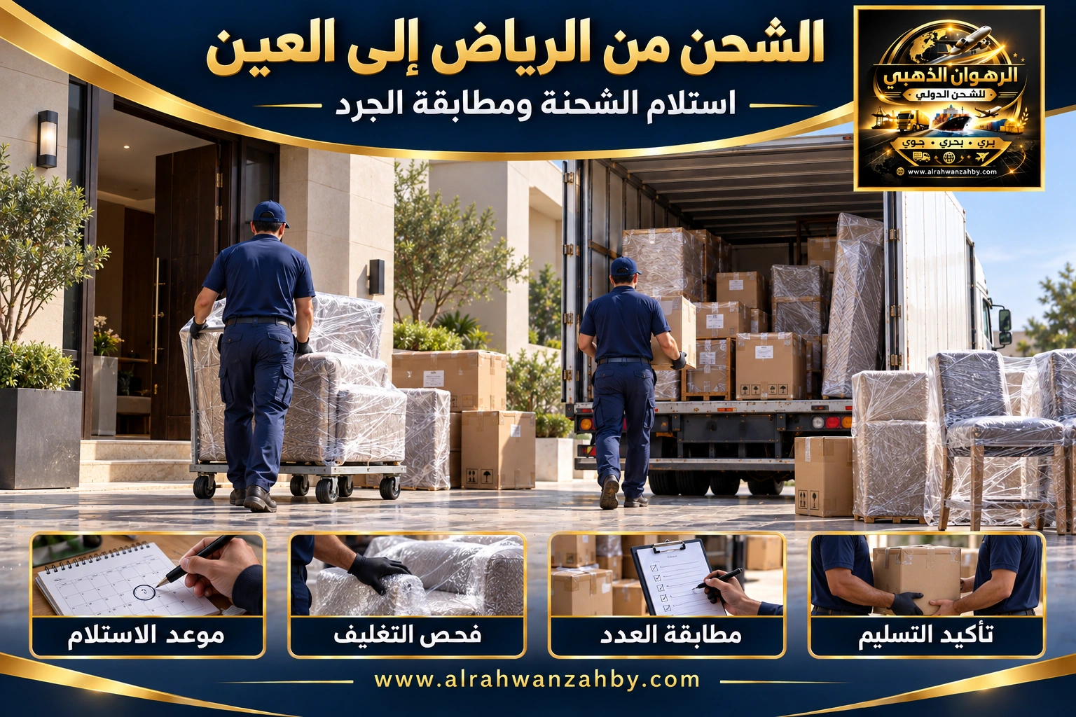 تنسيق التسليم ومطابقة الجرد من الرياض إلى العين — تصور توضيحي للرهوان الذهبي
