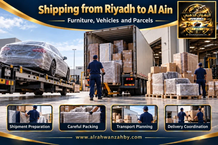 International shipping from Riyadh to Al Ain — Alrahwan Golden illustrative visual