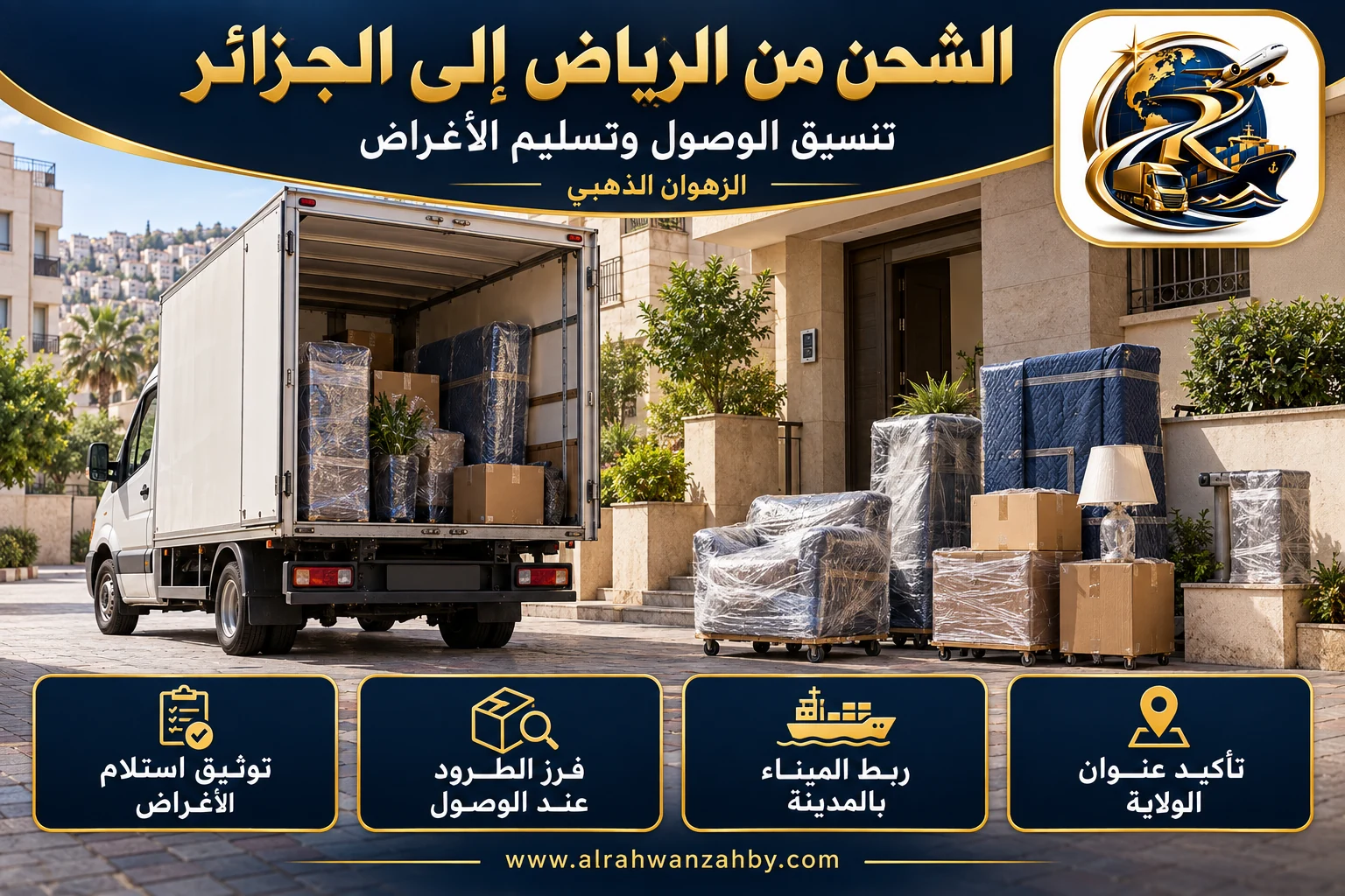 تنسيق الوصول وتسليم الأغراض، الشحن من الرياض إلى الجزائر
