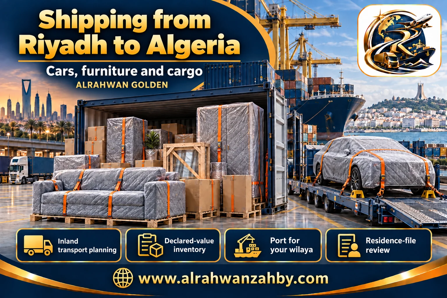 Cars, furniture and cargo — Shipping from Riyadh to Algeria