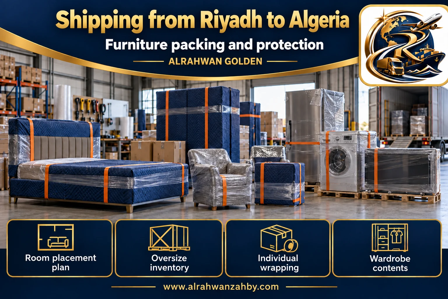 Furniture packing and protection — Shipping from Riyadh to Algeria