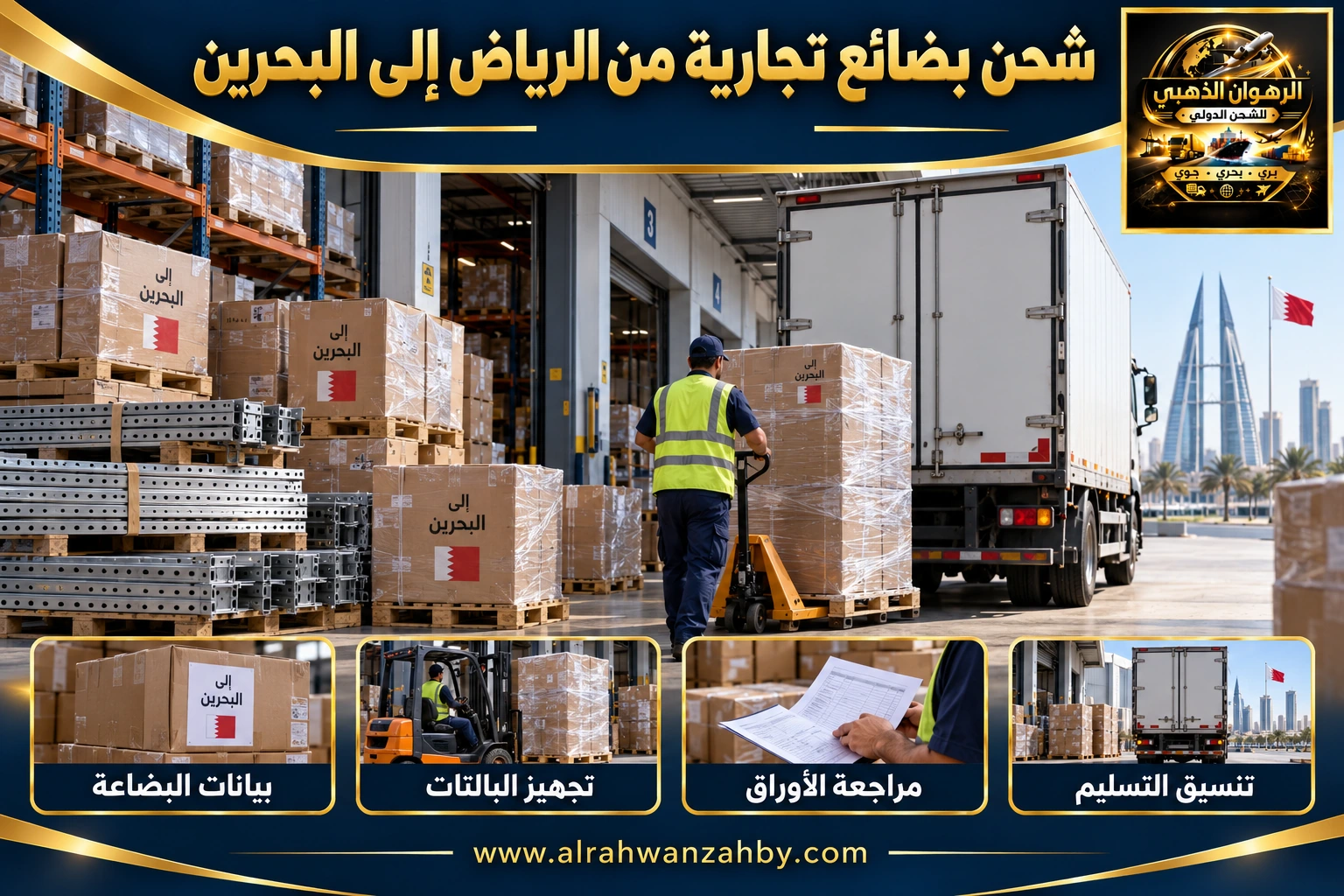 شحن بضائع تجارية من الرياض إلى البحرين