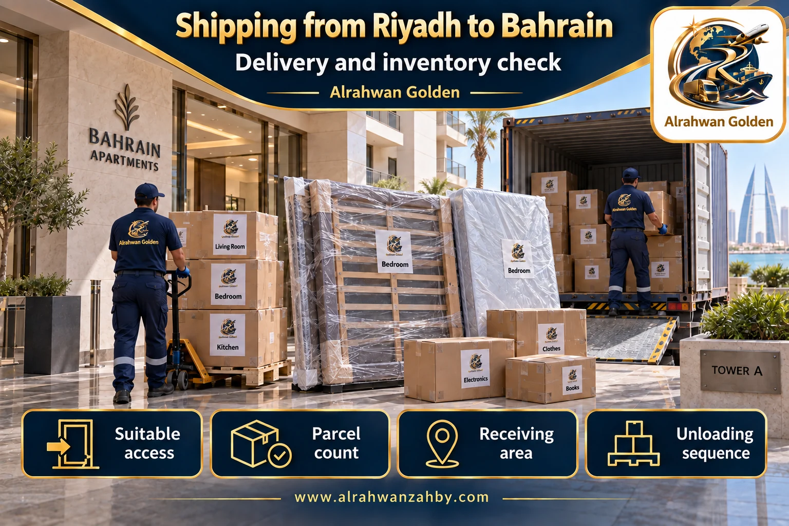 Delivery and inventory check — Shipping from Riyadh to Bahrain