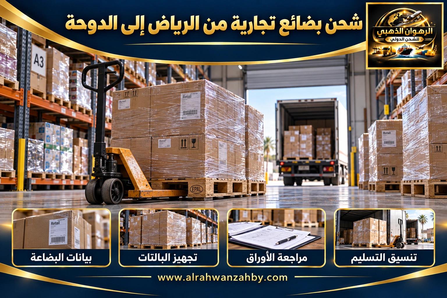شحن بضائع تجارية من الرياض إلى الدوحة