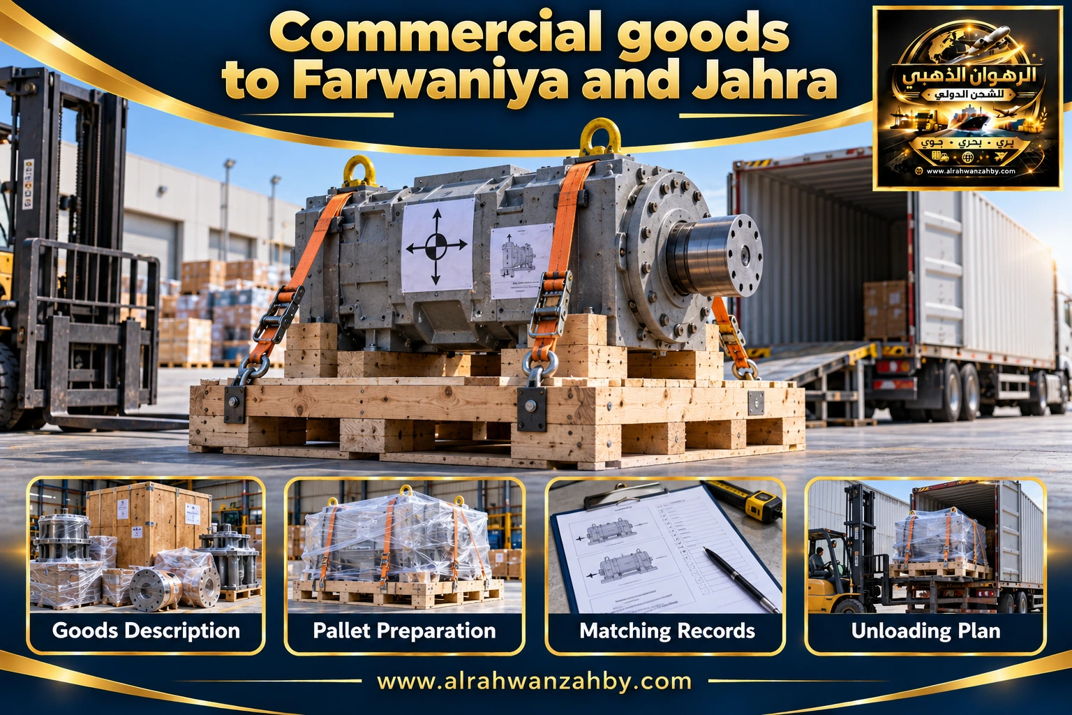 Commercial goods to Farwaniya and Jahra — preparation and delivery