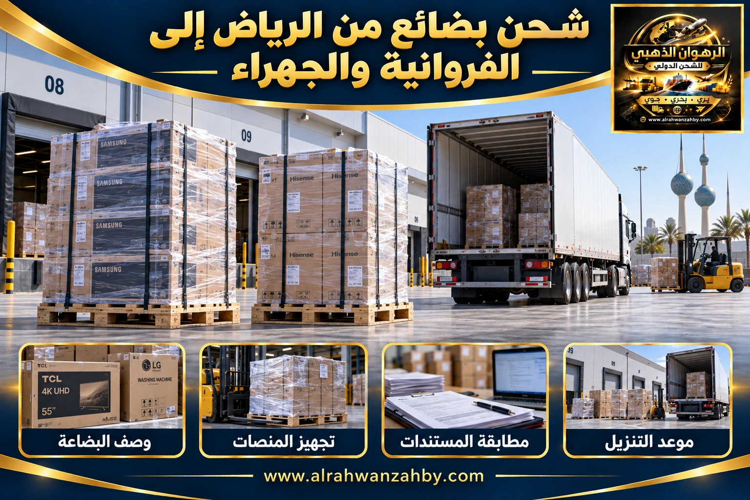 شحن بضائع من الرياض إلى الفروانية والجهراء