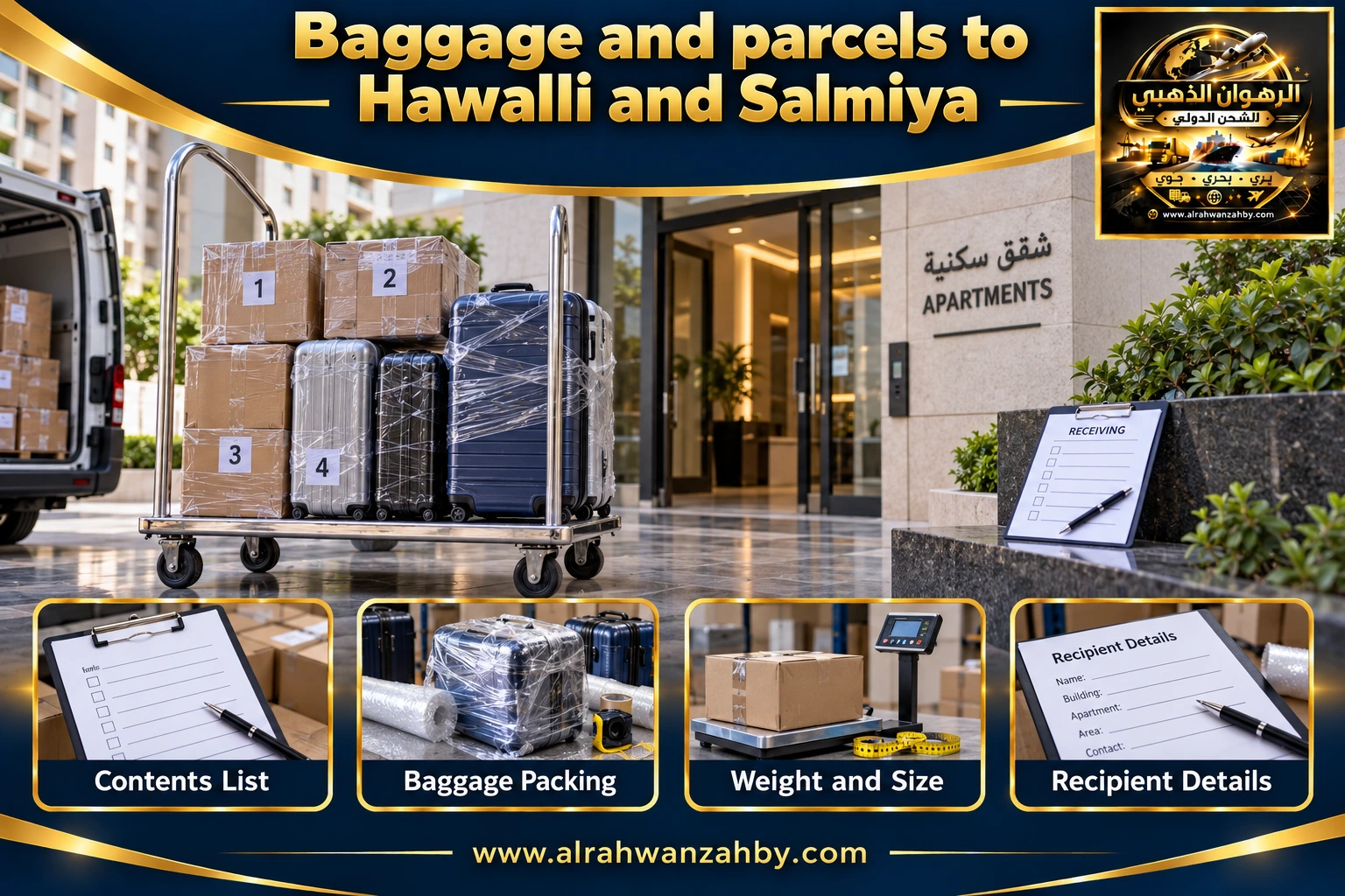 Baggage and parcels to Hawalli and Salmiya — preparation and delivery