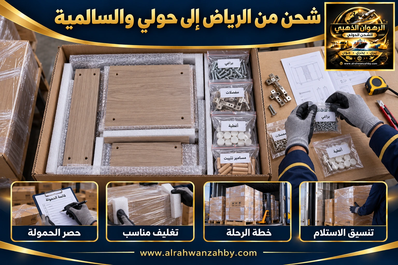 شحن من الرياض إلى حولي والسالمية — التجهيز والتسليم