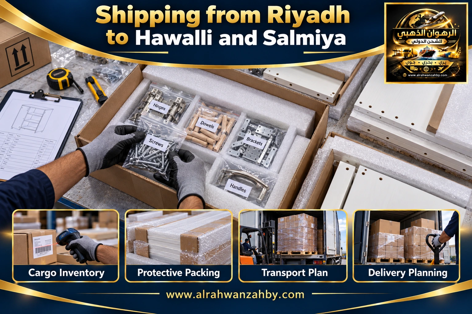 Shipping from Riyadh to Hawalli and Salmiya — preparation and delivery