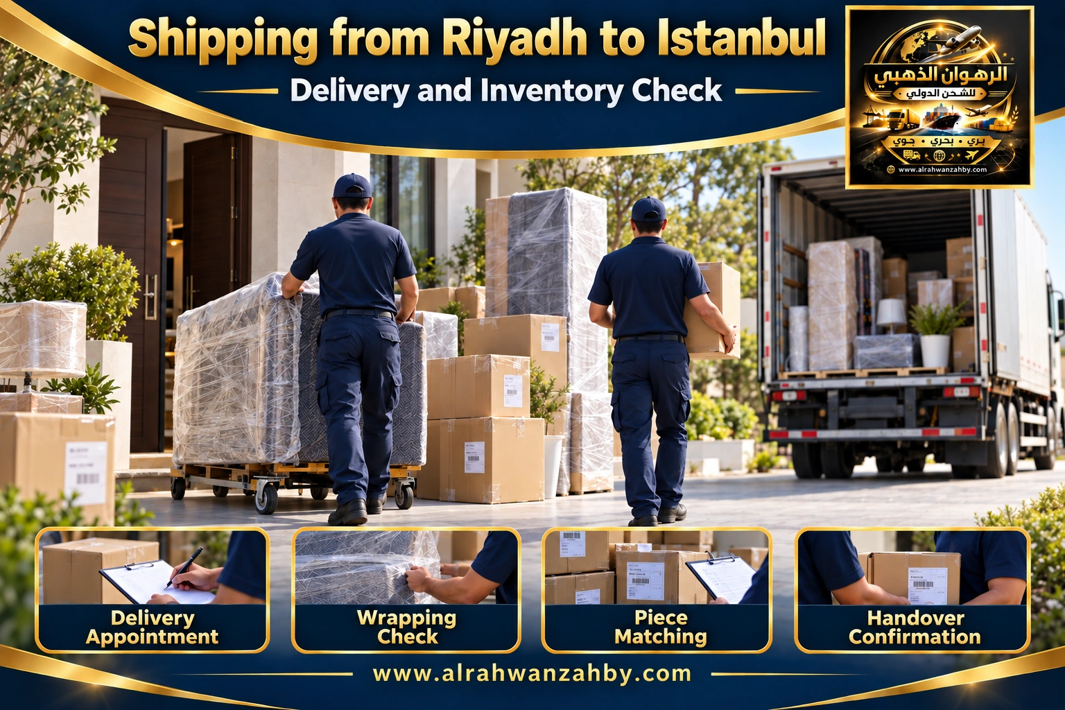 Delivery coordination and inventory matching from Riyadh to Istanbul — Alrahwan Golden illustrative visual