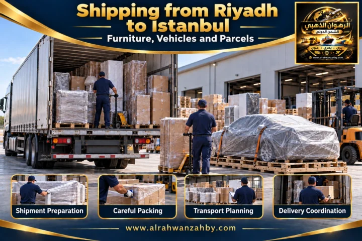 International shipping from Riyadh to Istanbul — Alrahwan Golden illustrative visual