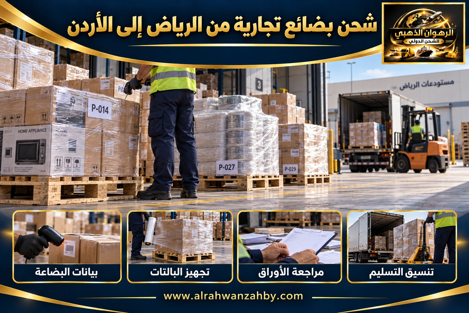 شحن بضائع تجارية من الرياض إلى الأردن