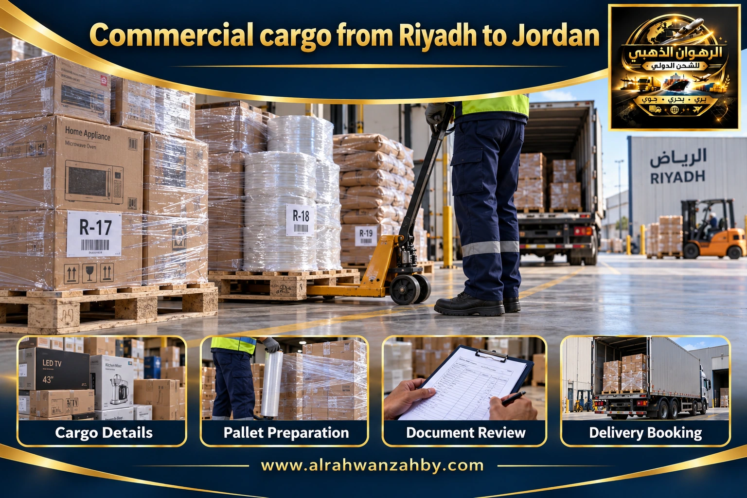 Commercial cargo from Riyadh to Jordan