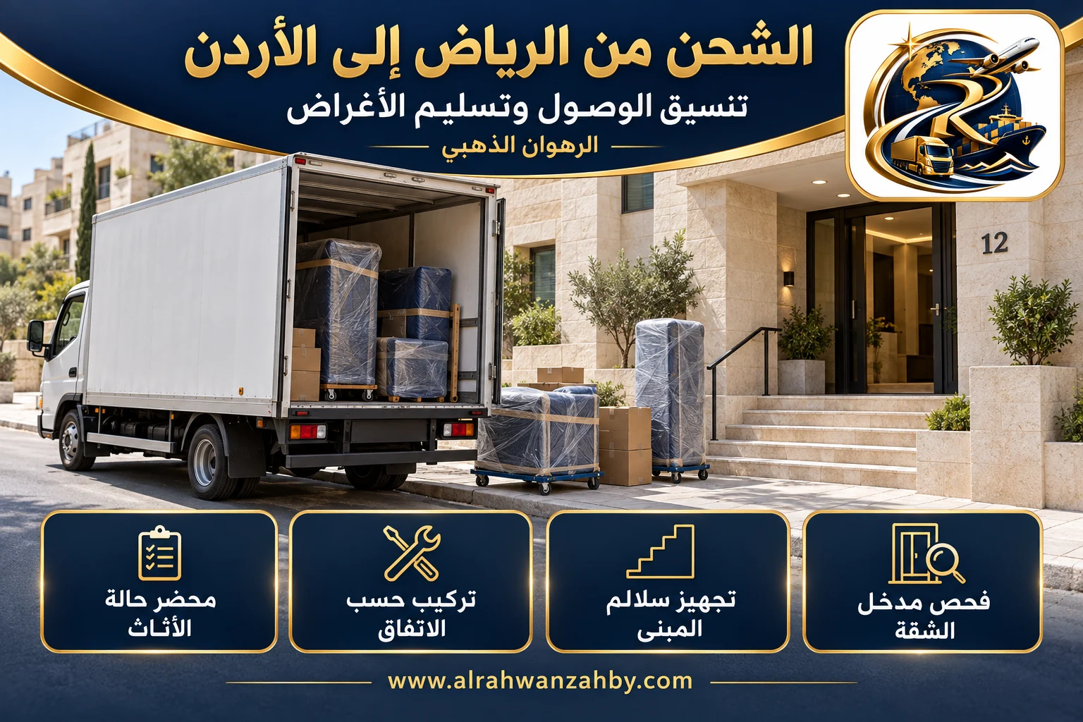 تنسيق الوصول وتسليم الأغراض، الشحن من الرياض إلى الأردن