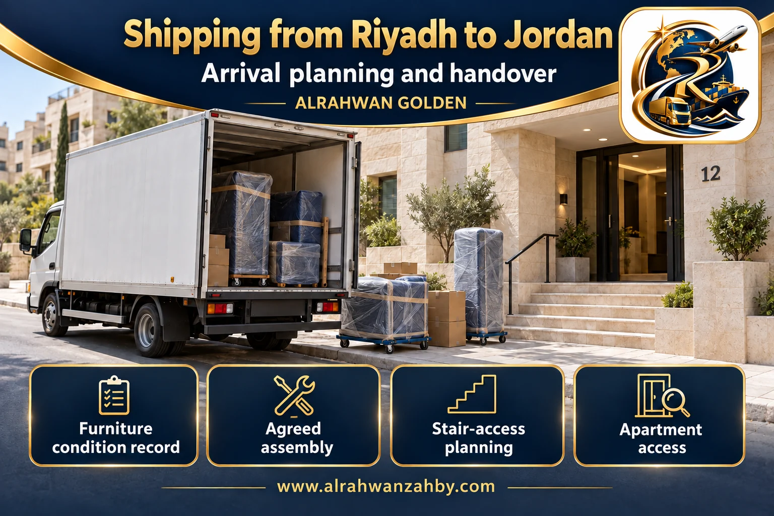 Arrival planning and handover — Shipping from Riyadh to Jordan