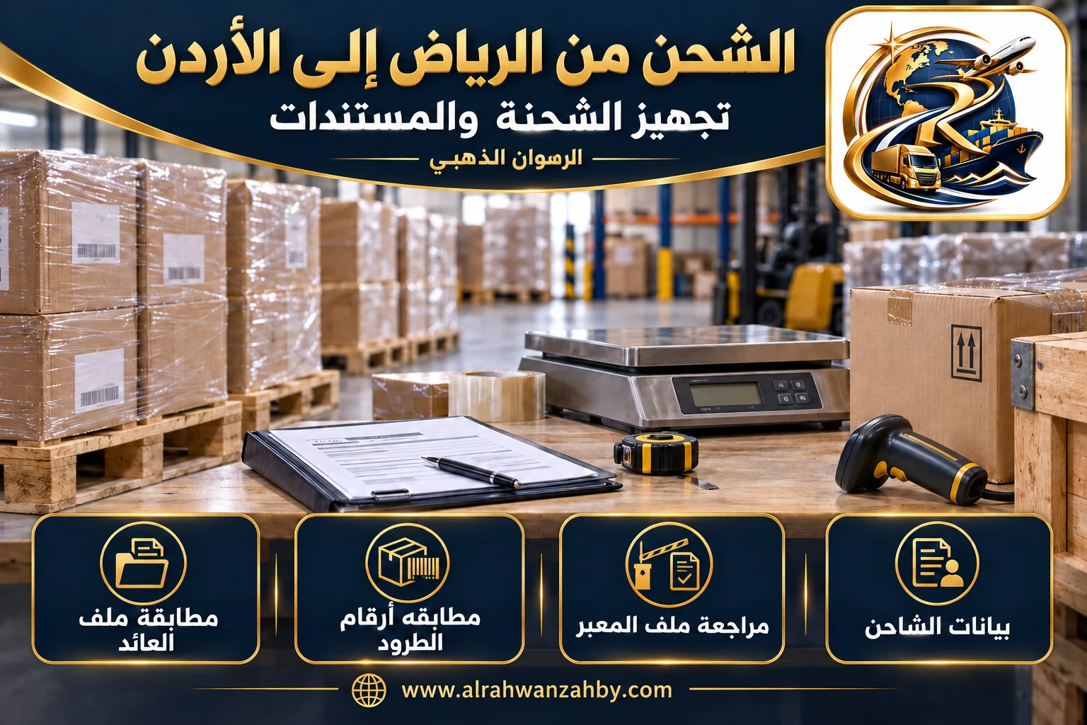 تجهيز الشحنة والمستندات، الشحن من الرياض إلى الأردن