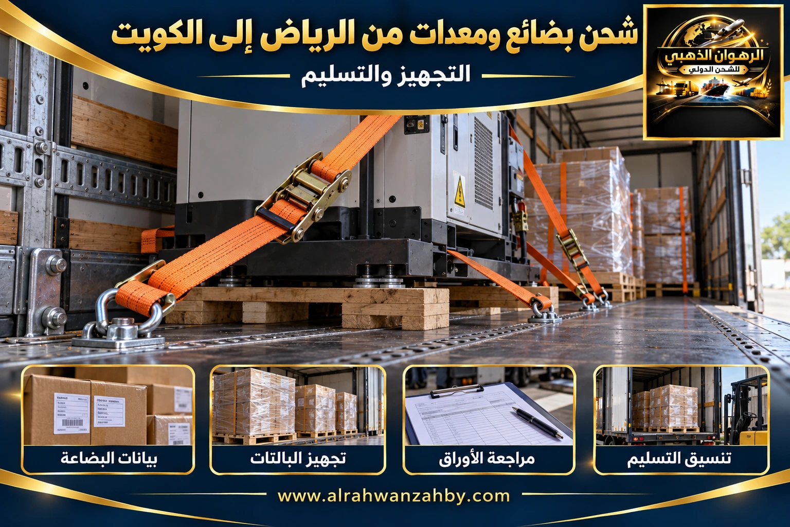 شحن بضائع ومعدات من الرياض إلى الكويت — التجهيز والتسليم