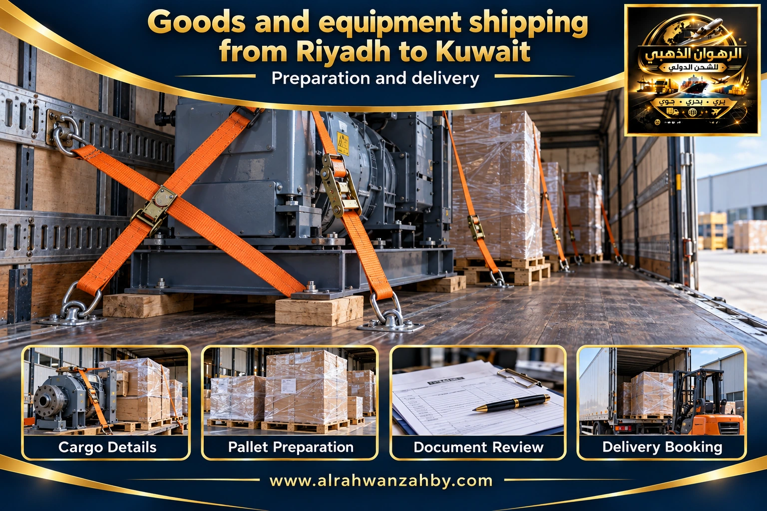 Goods and equipment shipping from Riyadh to Kuwait — preparation and delivery