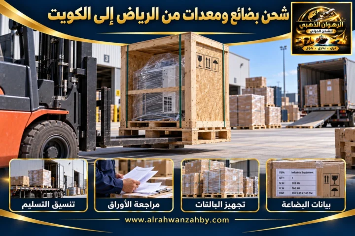 شحن بضائع ومعدات من الرياض إلى الكويت