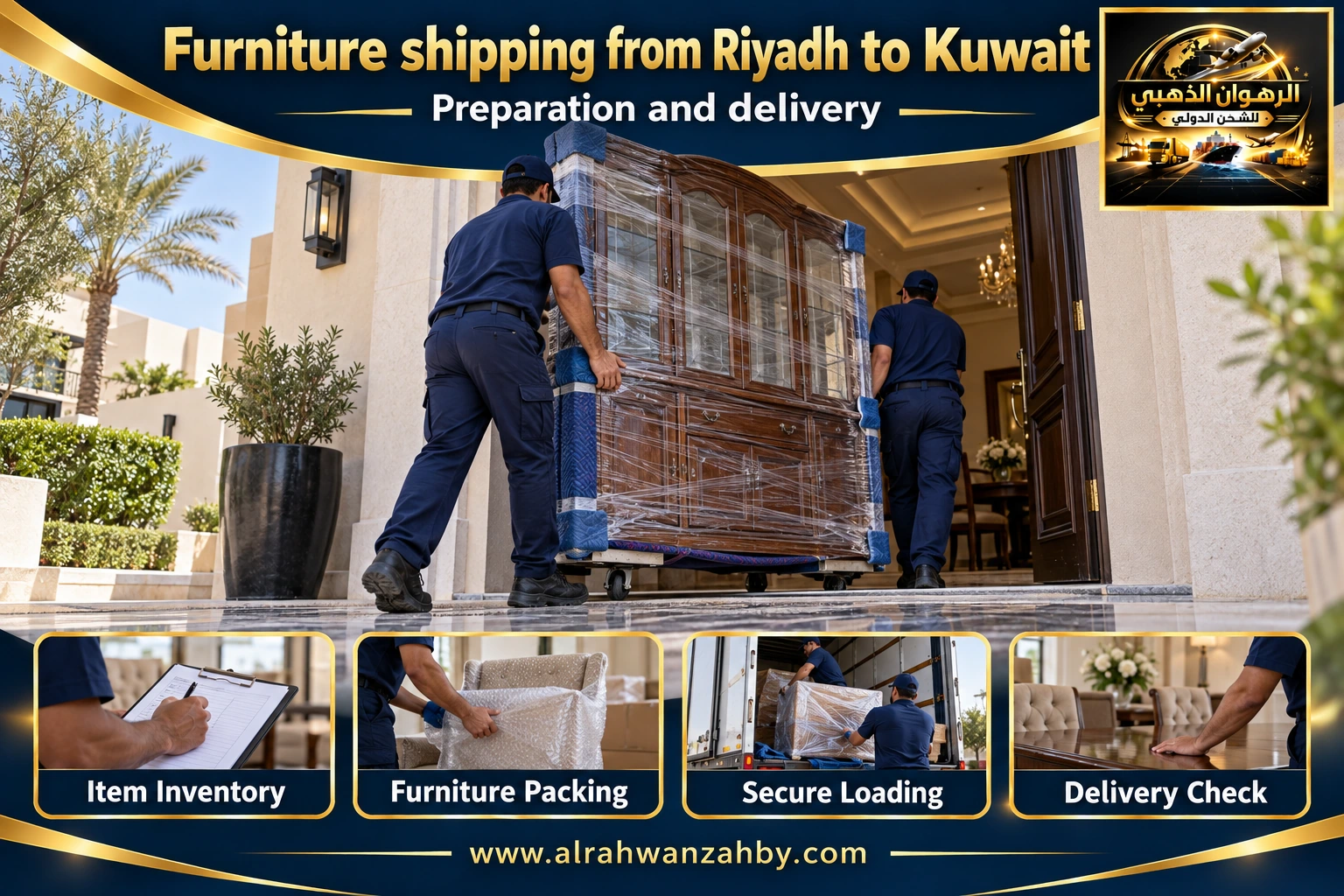 Furniture shipping from Riyadh to Kuwait — preparation and delivery