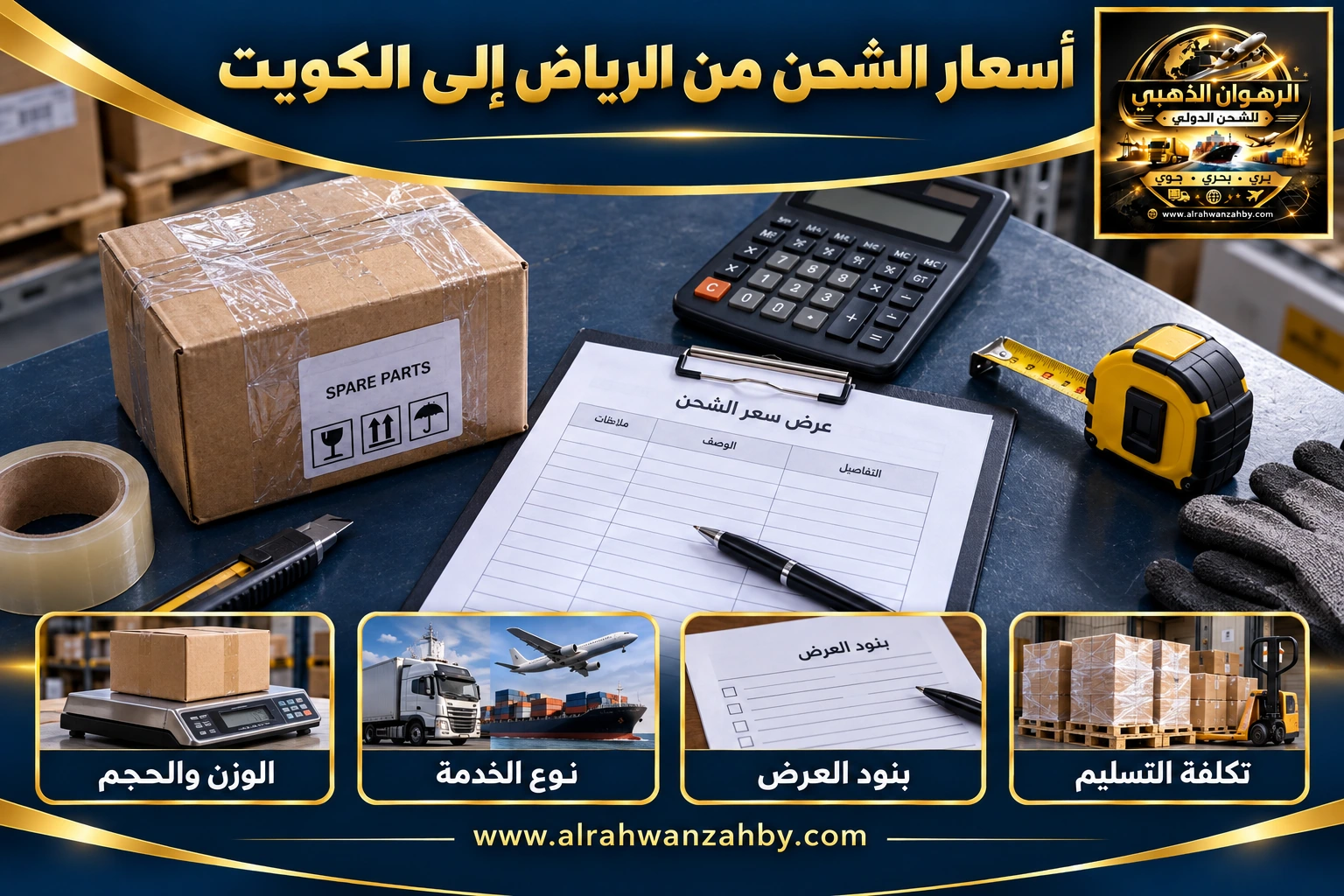 أسعار الشحن من الرياض إلى الكويت