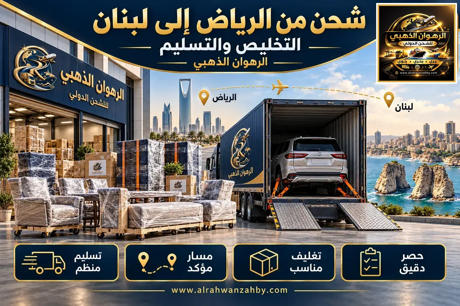 شحن من الرياض إلى لبنان — التخليص والتسليم
