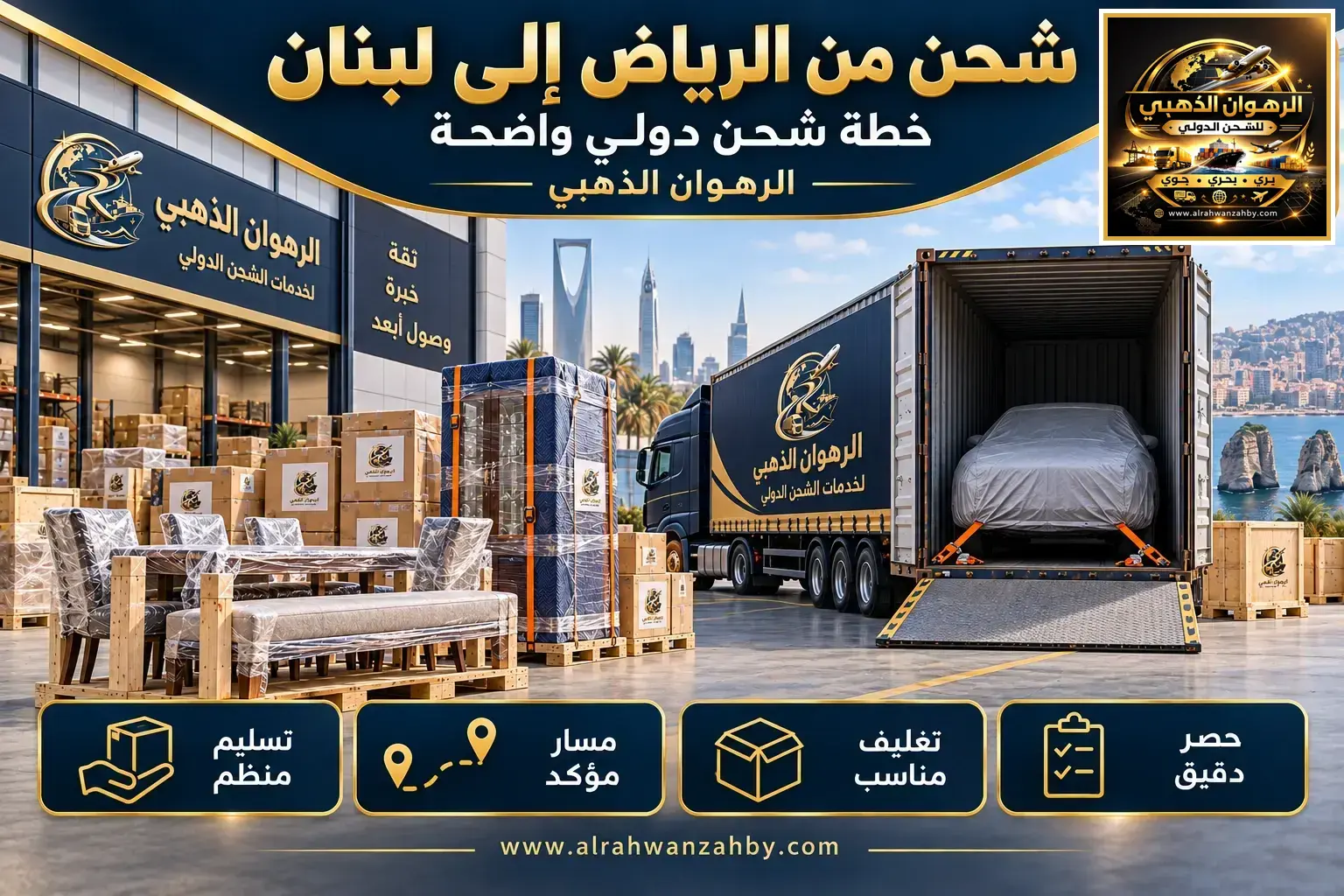 شحن من الرياض إلى لبنان — خطة شحن دولي واضحة