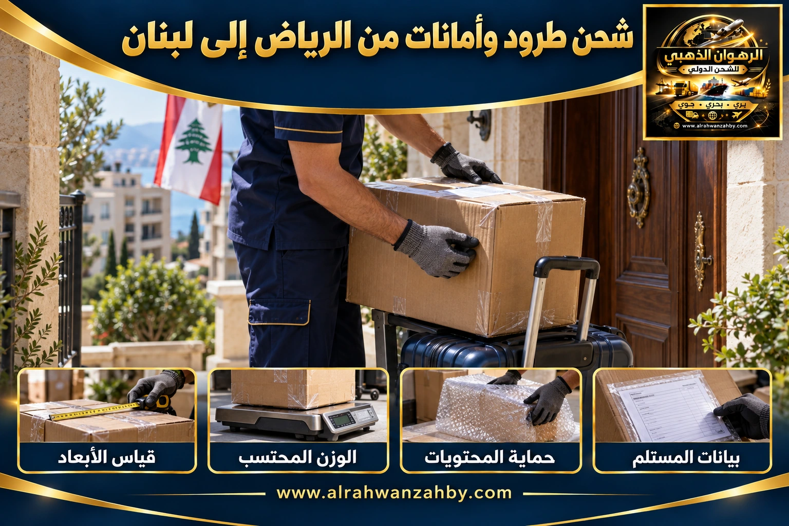 شحن طرود وأمانات من الرياض إلى لبنان — التجهيز والتسليم