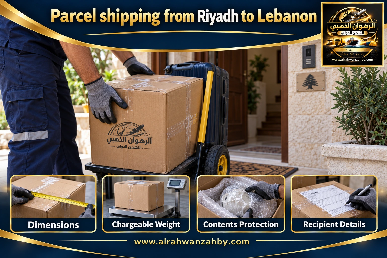 Parcel shipping from Riyadh to Lebanon — preparation and delivery