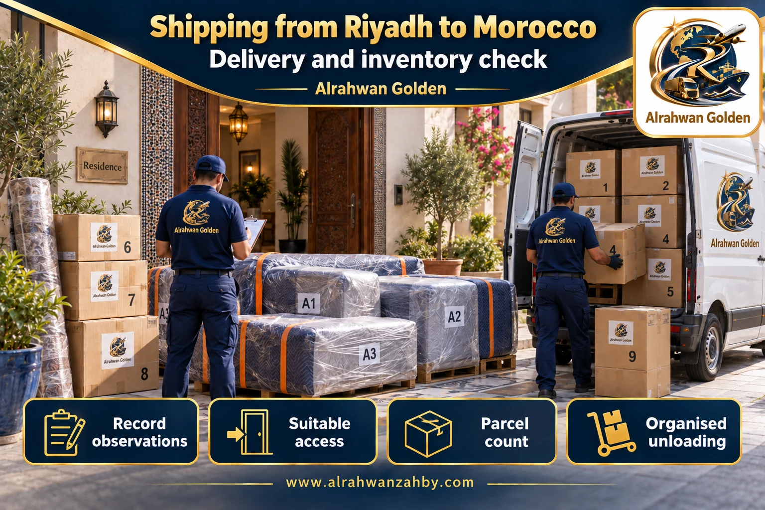 Delivery and inventory check — Shipping from Riyadh to Morocco