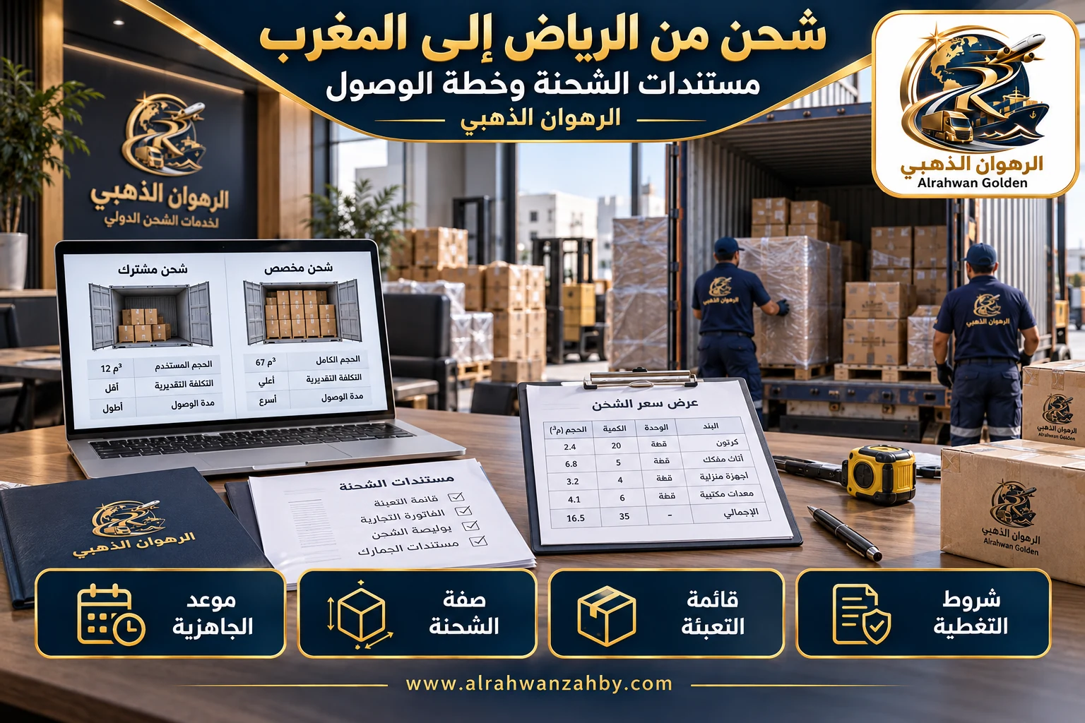 مستندات الشحنة وخطة الوصول — شحن من الرياض إلى المغرب