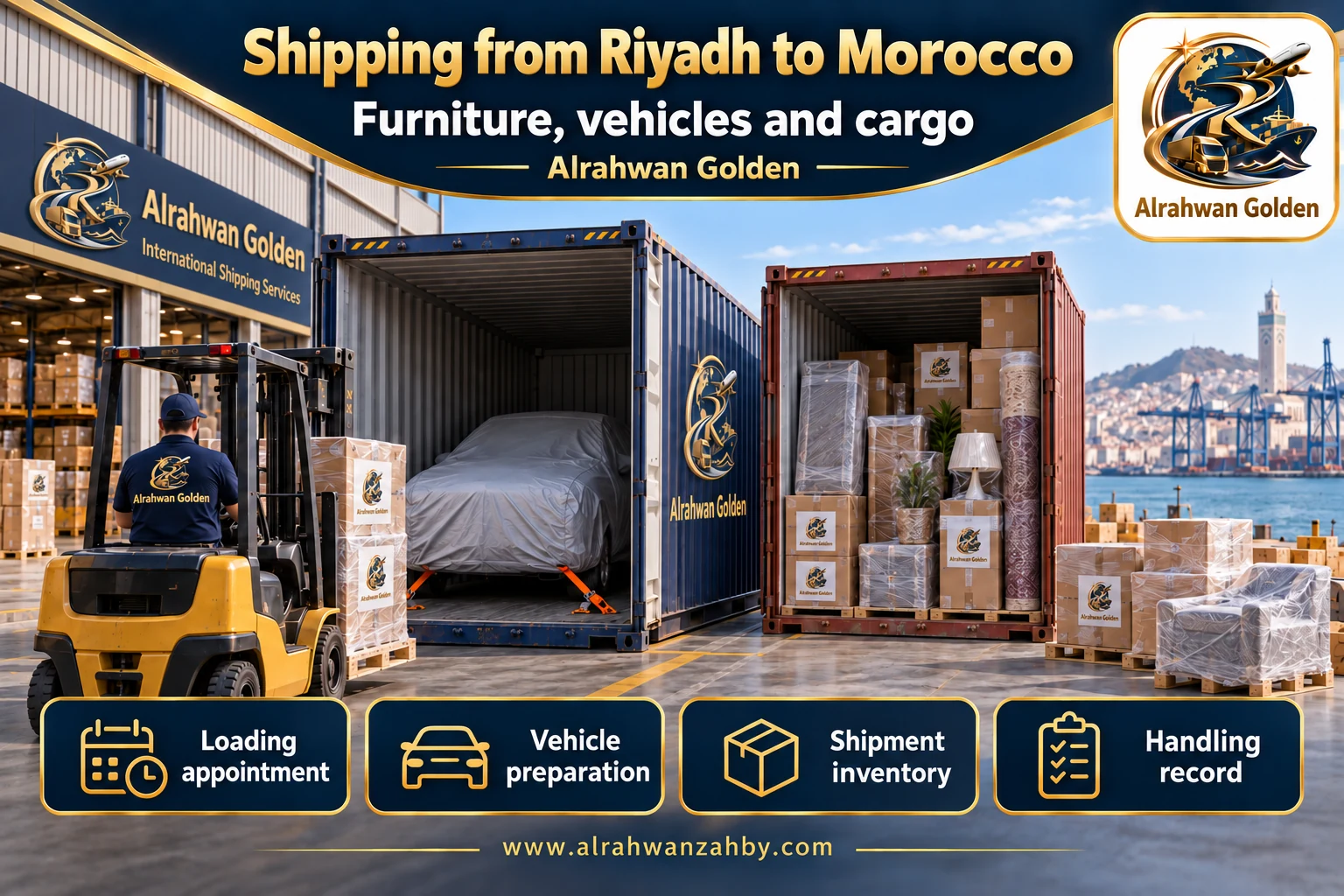 Furniture, vehicles and cargo — Shipping from Riyadh to Morocco